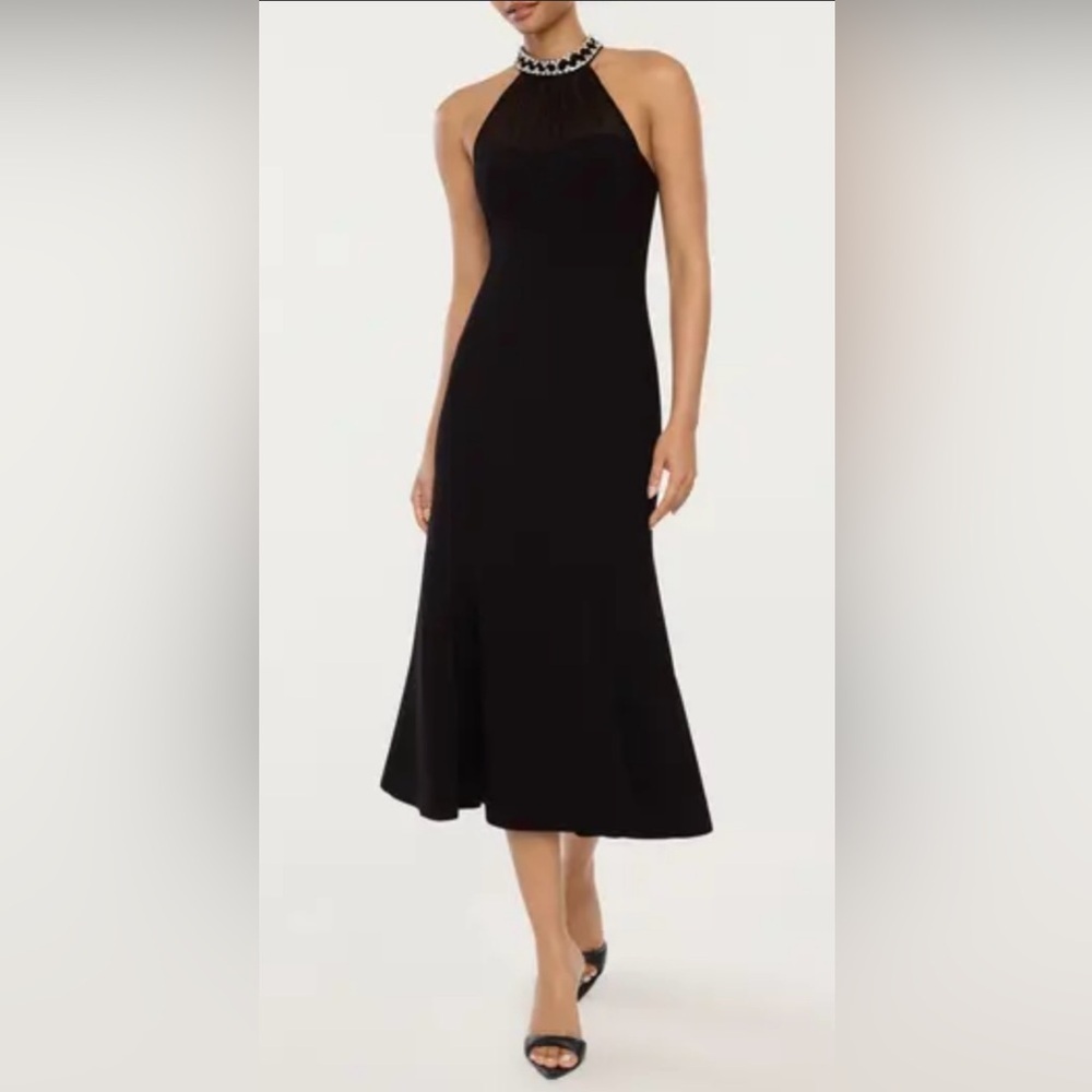 NWOT Likely Lirio Rhinestone Sleeveless Midi Dress Black Size 2